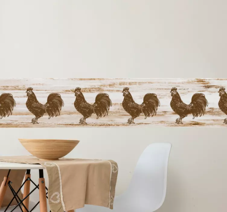 Frise autocollante motif coq chic - TenStickers