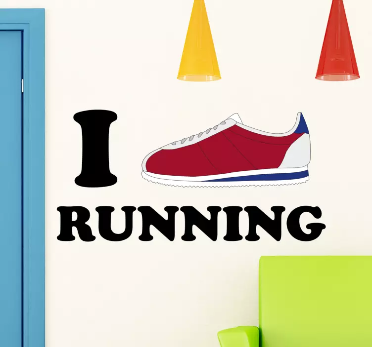 Sticker i love running avec une chaussure - TenStickers