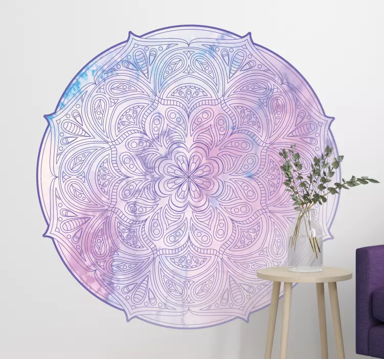 Sticker floral motif mandala coloré - TenStickers