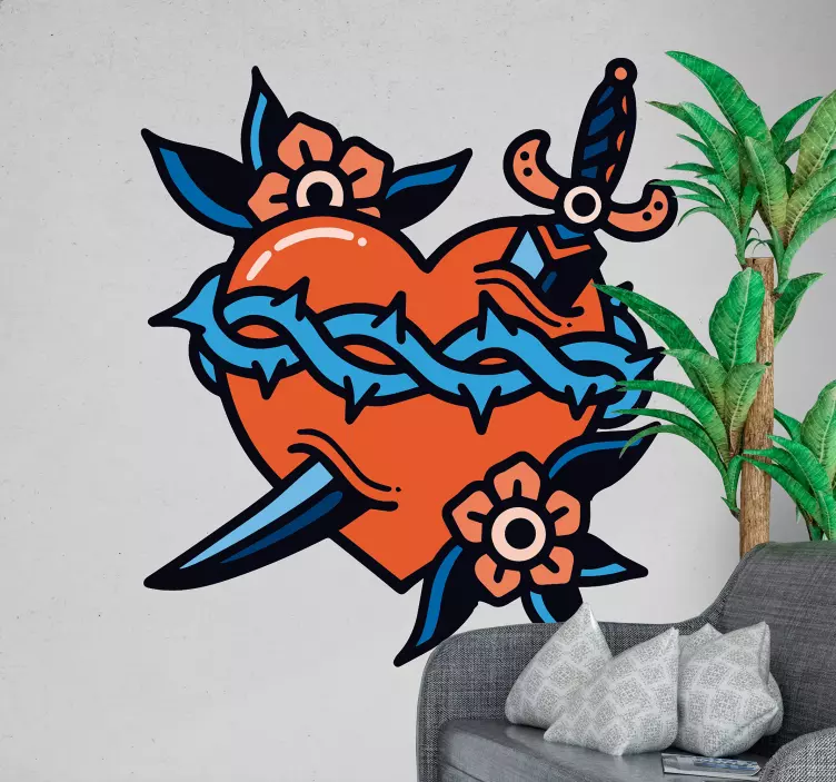 Sticker amour cœur et lame - TenStickers