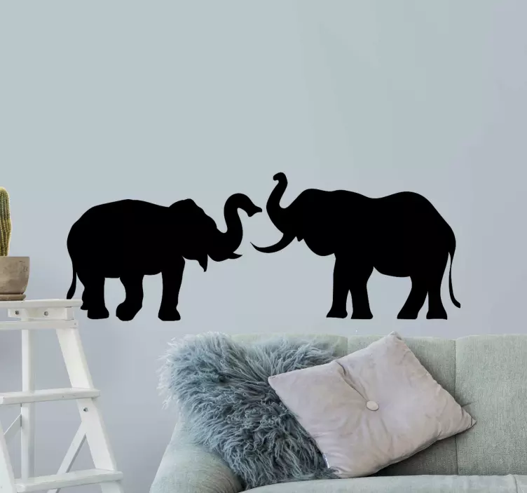 Sticker Animal Jungle Couple d'éléphants - TenStickers
