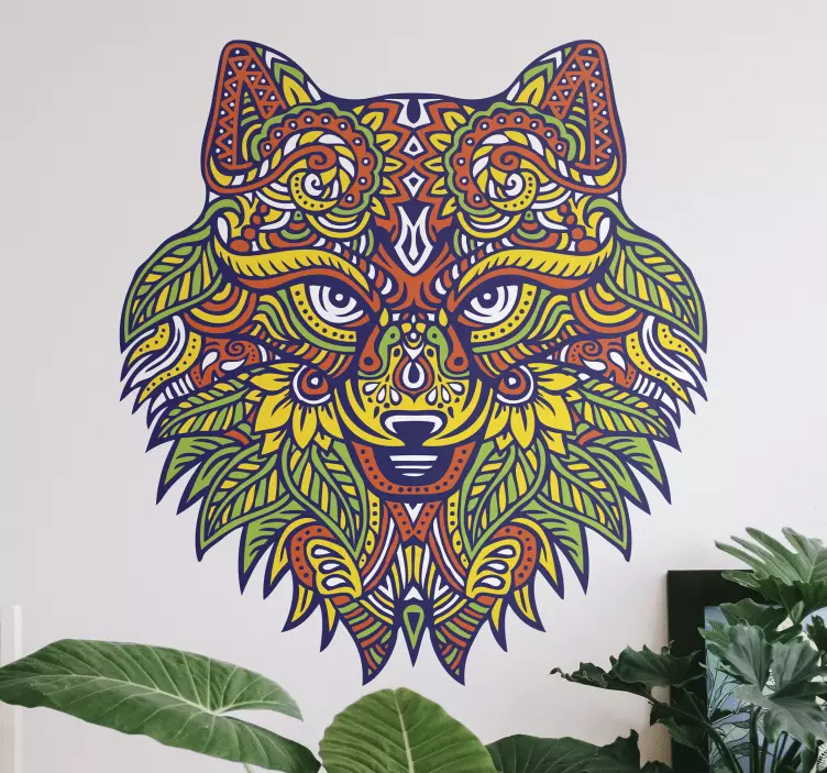 Sticker Animal Jungle Loup mandala - TenStickers