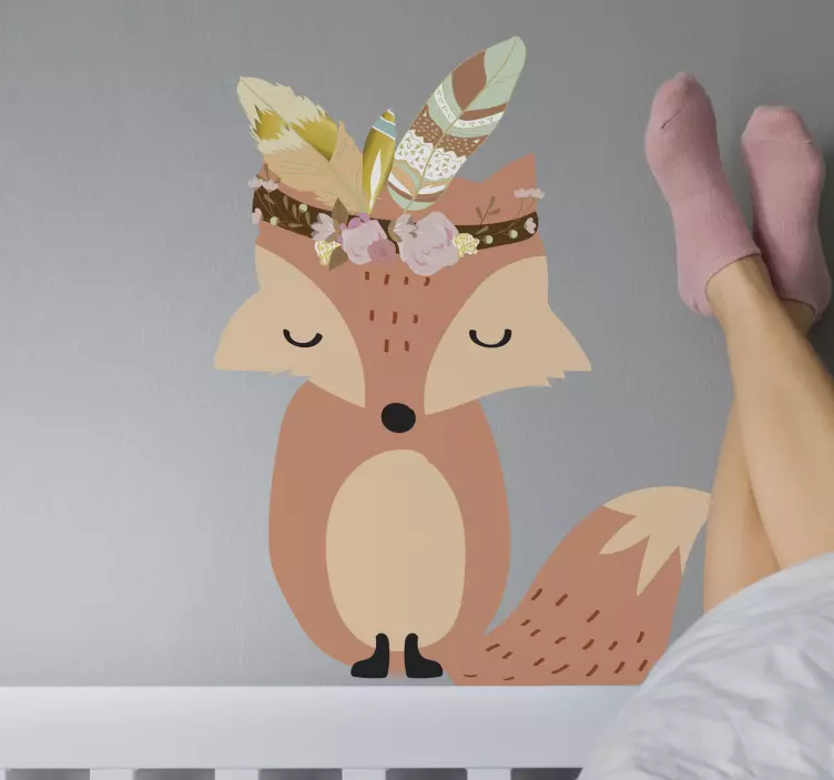 Sticker Animal Jungle Renard aux plumes boho - TenStickers