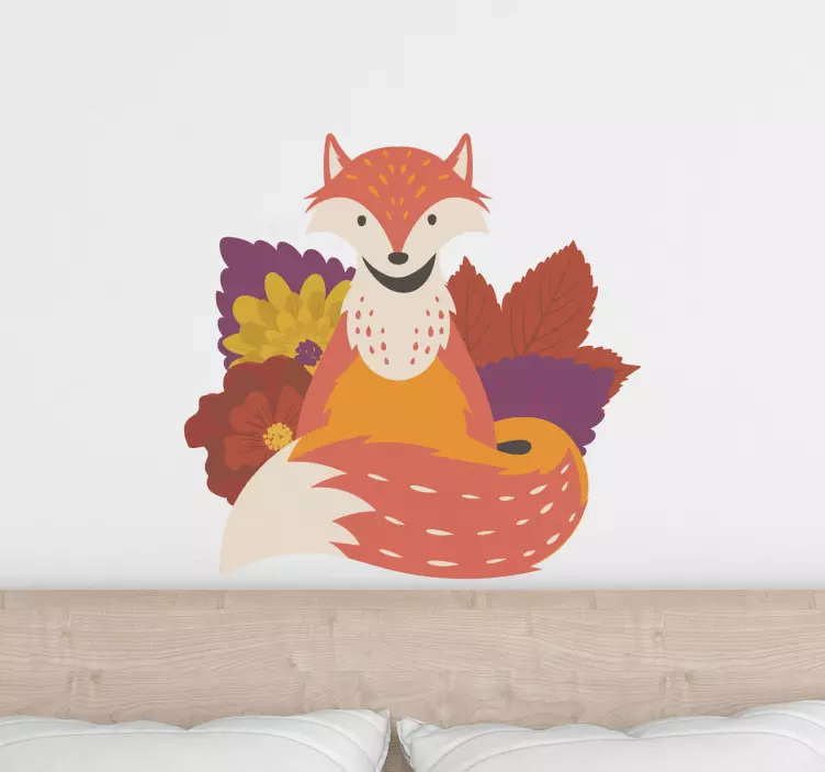 Sticker Animal Jungle Renard dans les feuilles d'automne - TenStickers