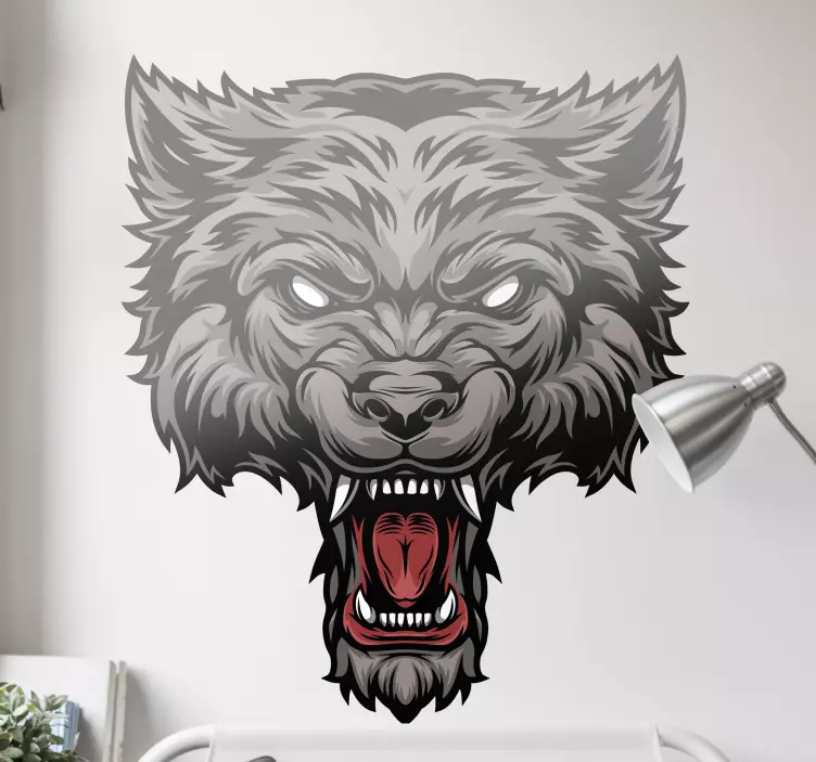 Sticker Animal Jungle Silhouette de tête de loup - TenStickers