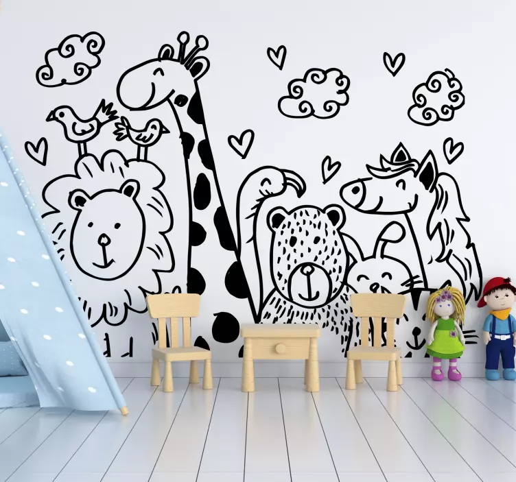 Sticker mural Animaux style dessin - TenStickers