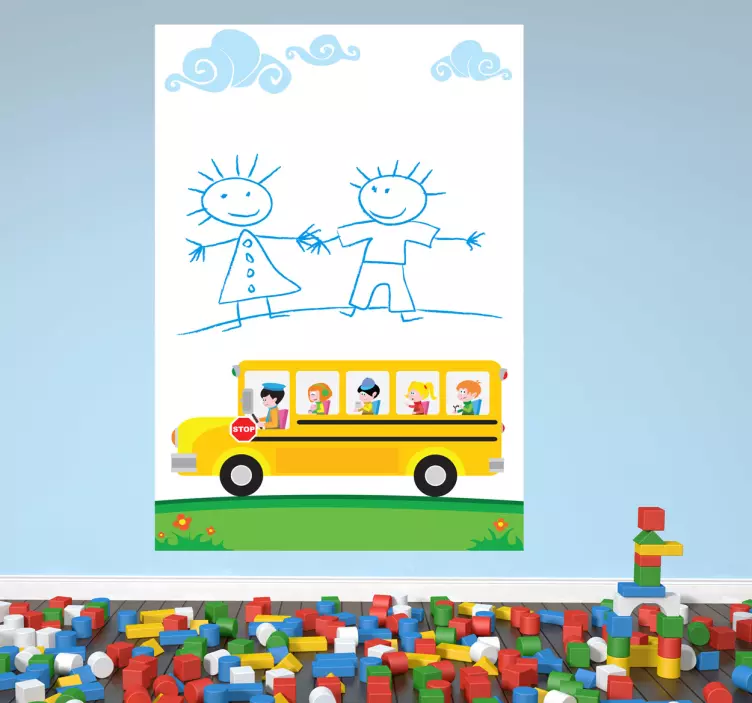 Sticker ardoise blanche schoolbus - TenStickers