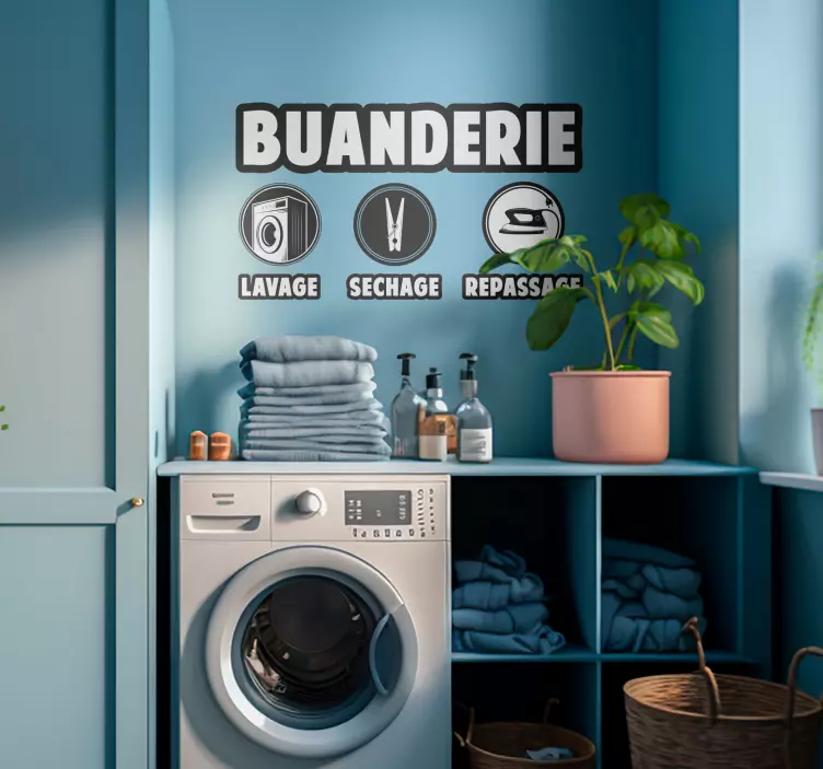 Sticker buanderie symboles de lavage - TenStickers
