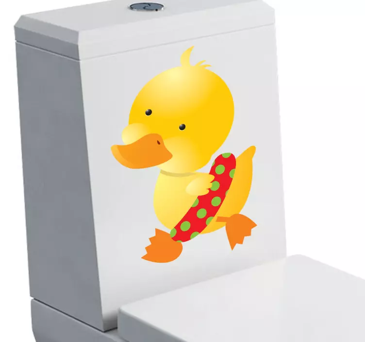 Sticker WC salle de bain canard plastique jaune - TenStickers
