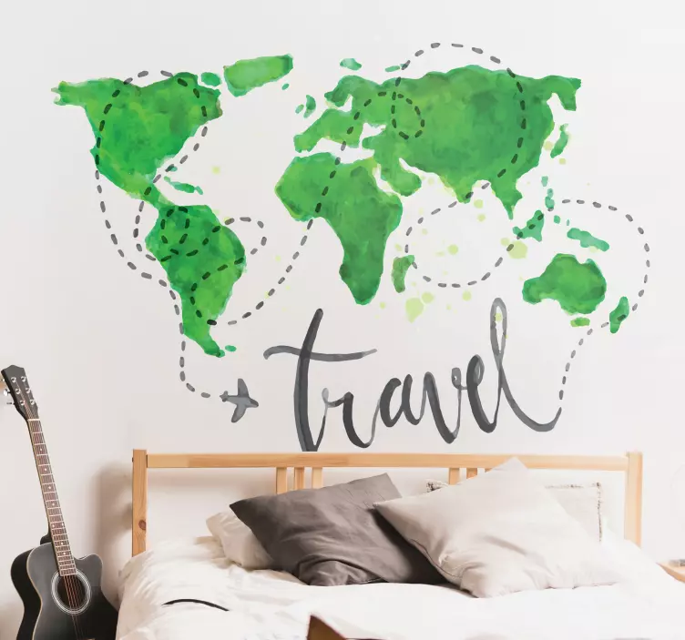 Sticker carte du monde travel - TenStickers
