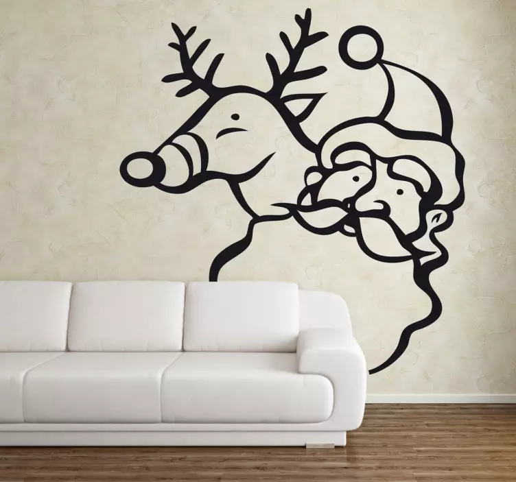 Sticker cerf Santa Claus - TenStickers