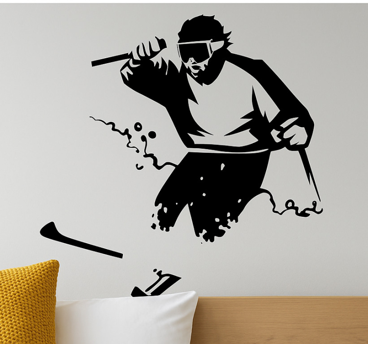 Sticker sport extrême freerider au fond de la neige - TenStickers