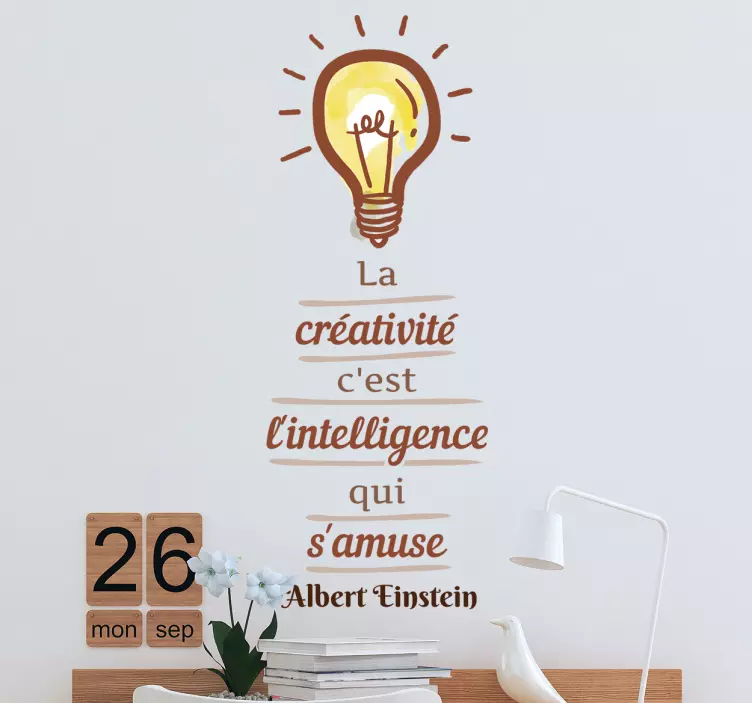 Sticker bureau citation créativité Einstein - TenStickers