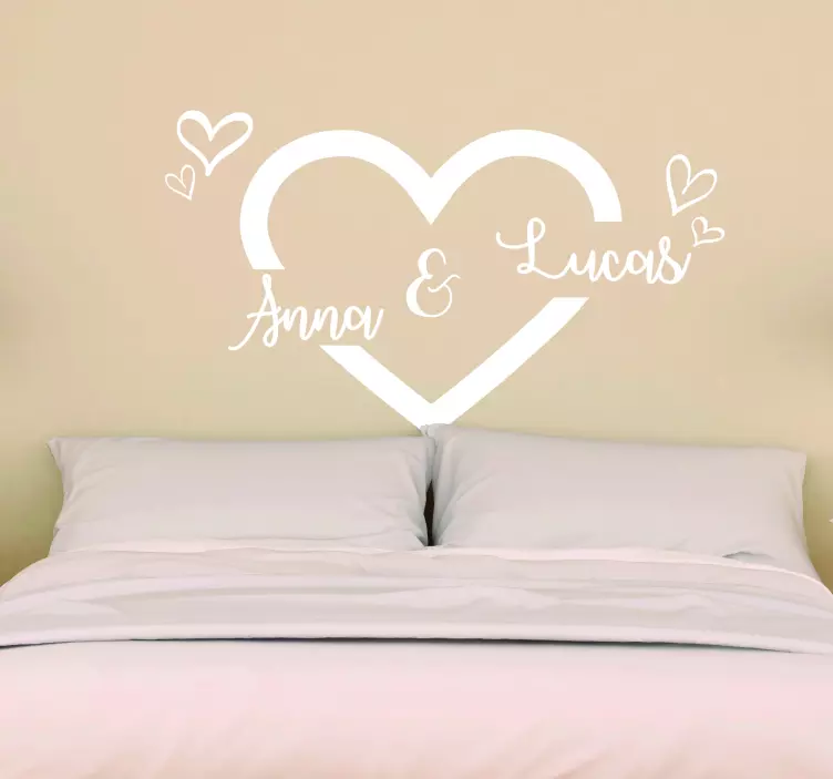 Sticker citation Amour Coeur avec Prénoms - TenStickers