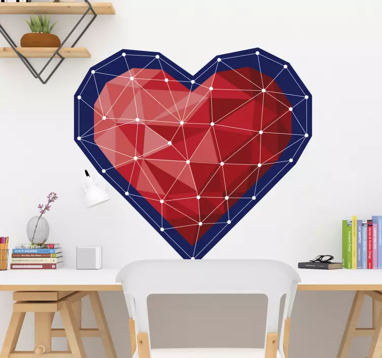 Autocollant d'amour de style origami coeur géométrique - TenStickers