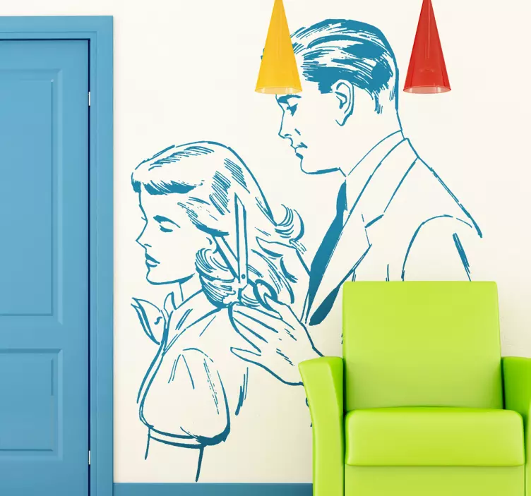 Sticker coiffeur vintage - TenStickers