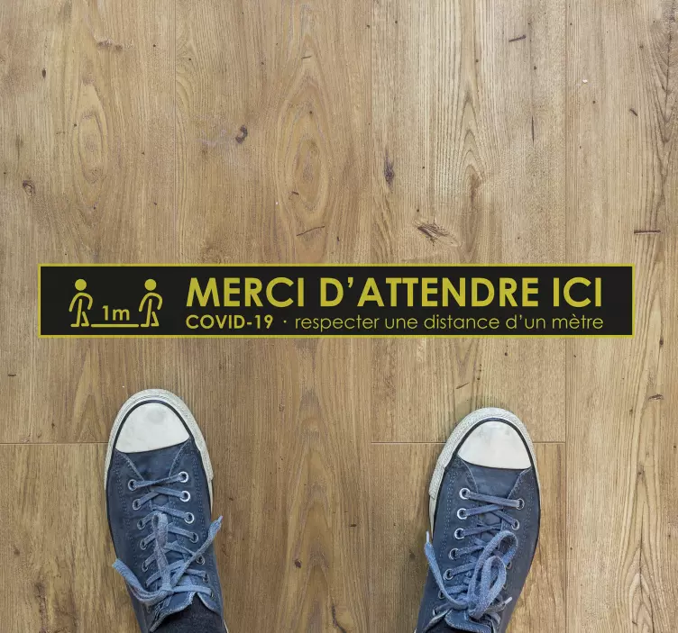 Sticker Sol Merci d'attendre ici - TenStickers