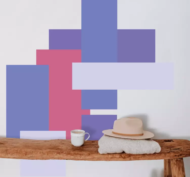 Sticker mural blocs géométriques superposés - TenStickers