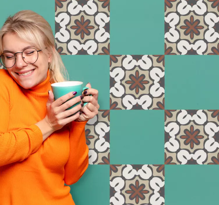 Sticker carrelage motif géométrique beige - TenStickers