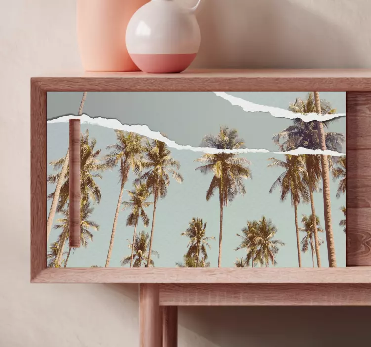 Sticker Meuble palmiers sur papier déchiré - TenStickers