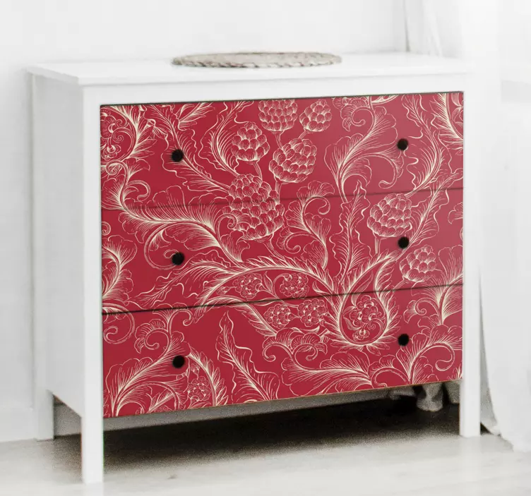 Sticker Meuble Paisley rouge - TenStickers