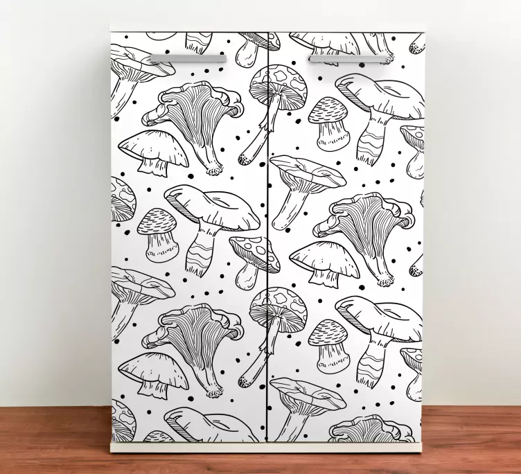 Sticker Meuble champignons dessinés à la main - TenStickers