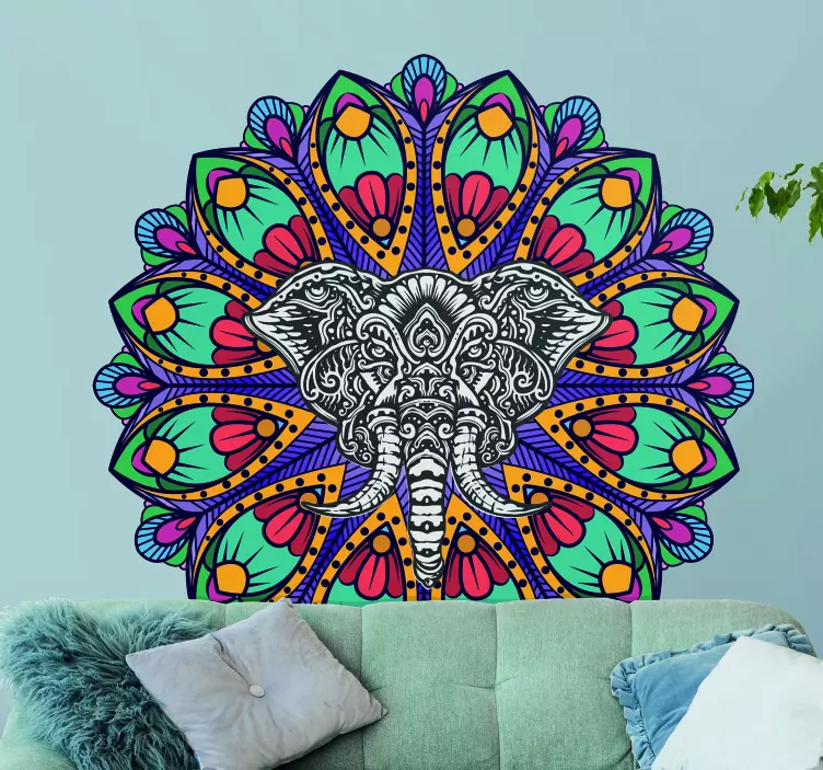 Sticker déco motif mandala éléphant - TenStickers