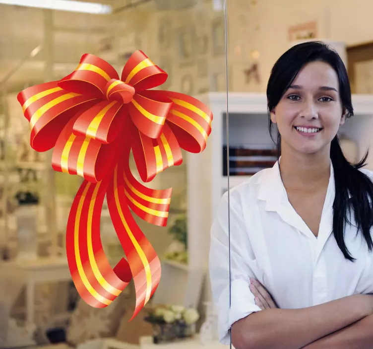 Sticker décoration Noël ruban rouge et jaune - TenStickers