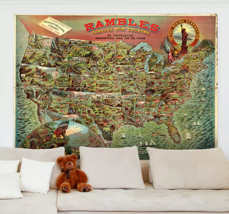 Sticker dessin carte Etats Unis - TenStickers