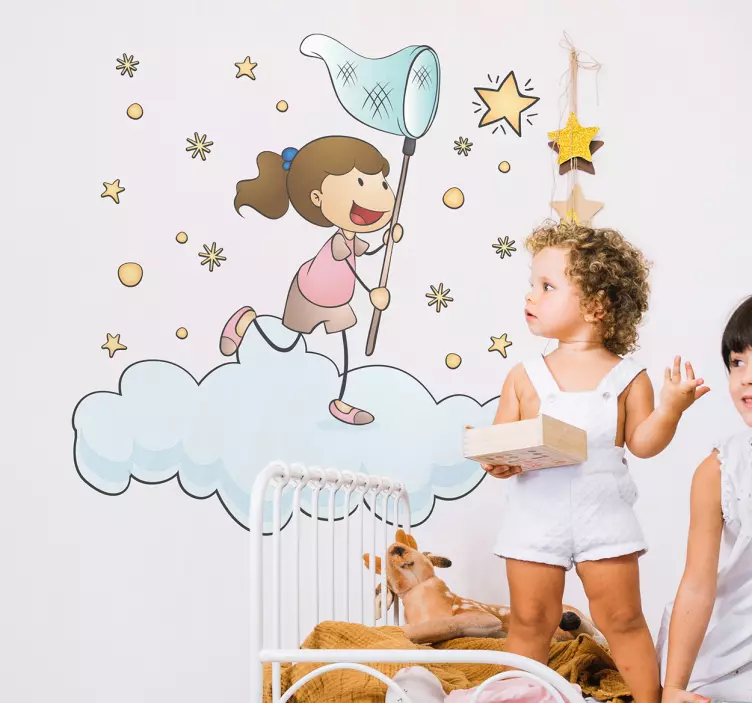 Sticker Mural Enfant attrapant les étoiles - TenStickers