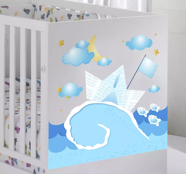 Sticker chambre bébé bateau en papier - TenStickers