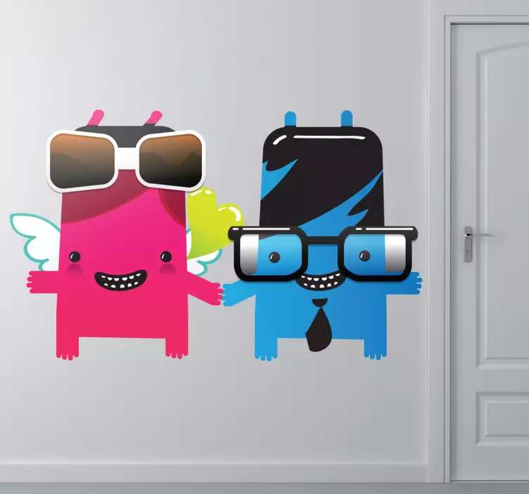Sticker enfant couple de monstres - TenStickers