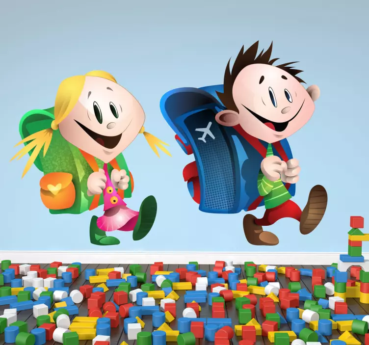 Sticker enfant deux jeunes étudiants - TenStickers