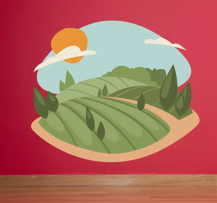 Sticker mural nature enfant illustration champs - TenStickers