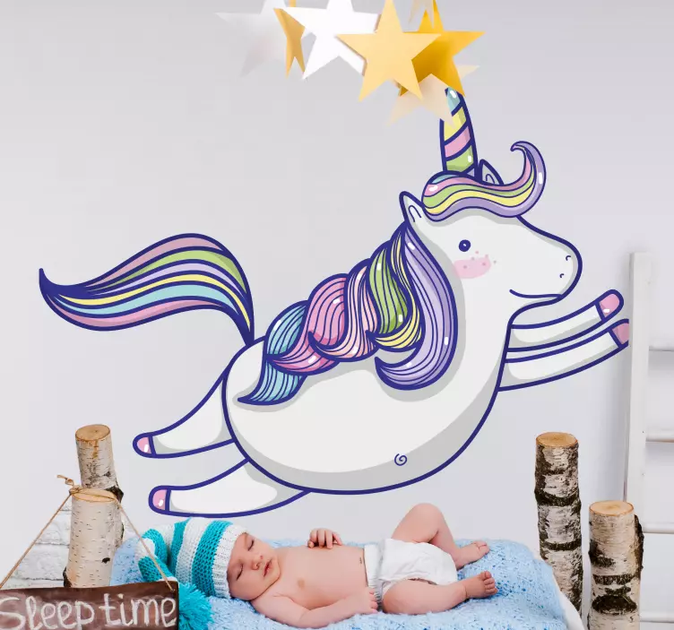Sticker enfant illustration de licorne ludique - TenStickers