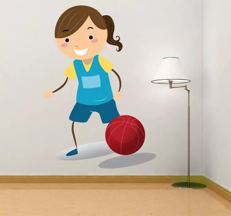 Sticker enfant joueuse basket-ball - TenStickers