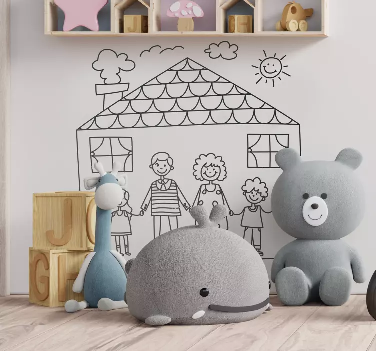 Sticker enfant maison et famille - TenStickers