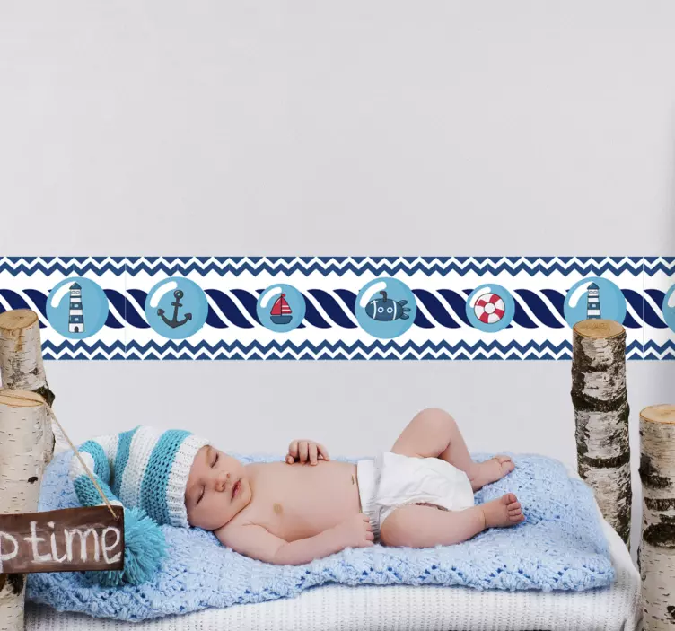 Sticker mural frontière enfant marin - TenStickers