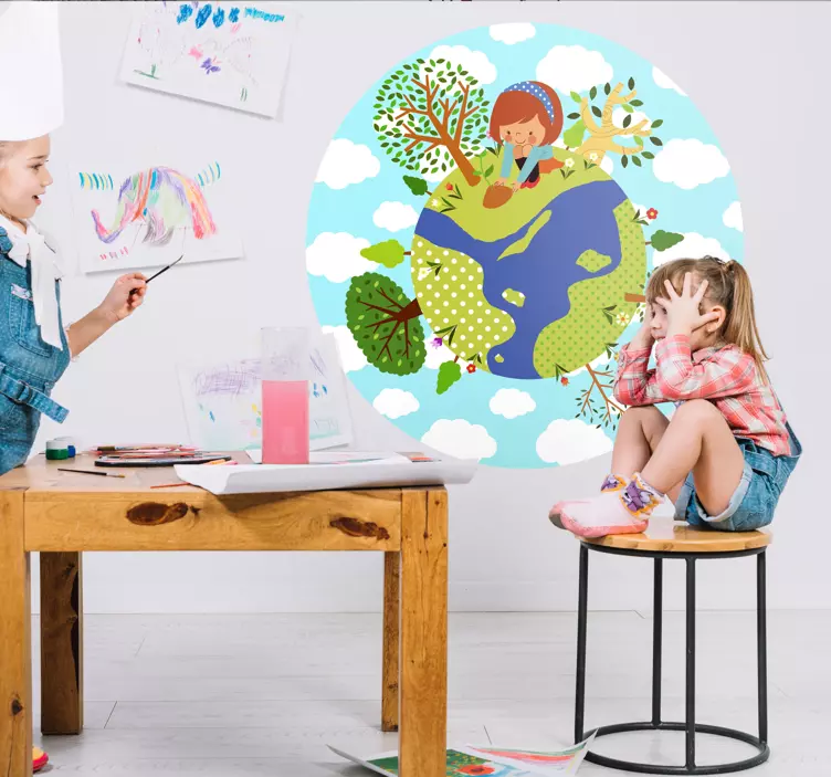 Sticker enfant monde fillette - TenStickers