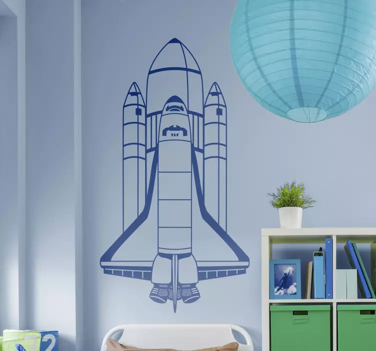 Sticker espace navette spatiale bleue - TenStickers