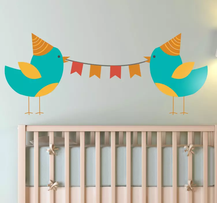 Sticker enfant oiseaux fête - TenStickers