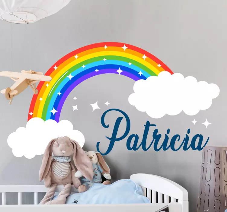 Sticker enfant option de personnalisation arc-en-ciel - TenStickers