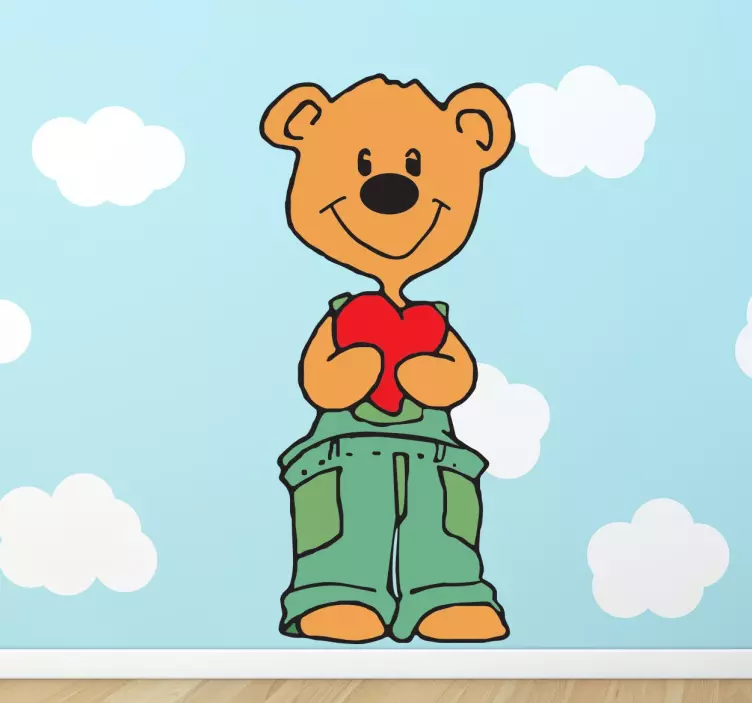 Sticker enfant ours coeur - TenStickers