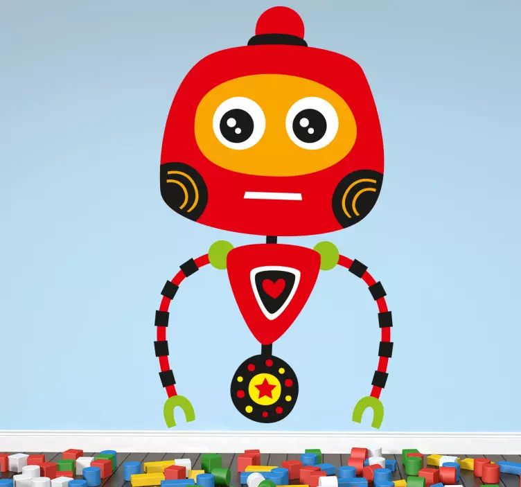 Sticker enfant robot rouge - TenStickers