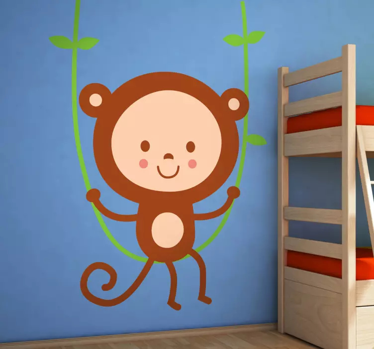 Sticker enfant singe balançoire - TenStickers
