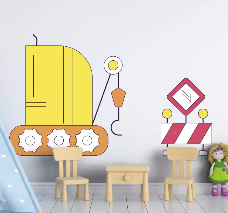 Sticker enfant véhicules de construction amusants - TenStickers