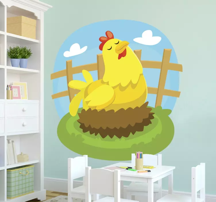 Sticker enfants poule pondeuse - TenStickers
