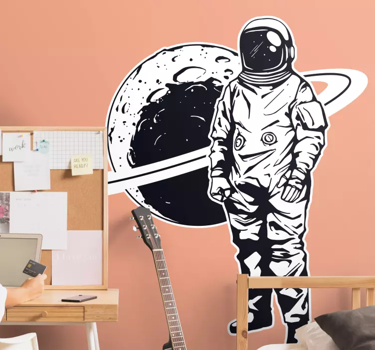 Sticker espace astronaute avec planète - TenStickers