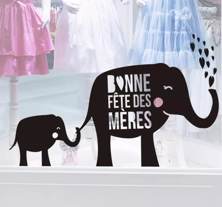 Sticker famille éléphant fête des mères - TenStickers