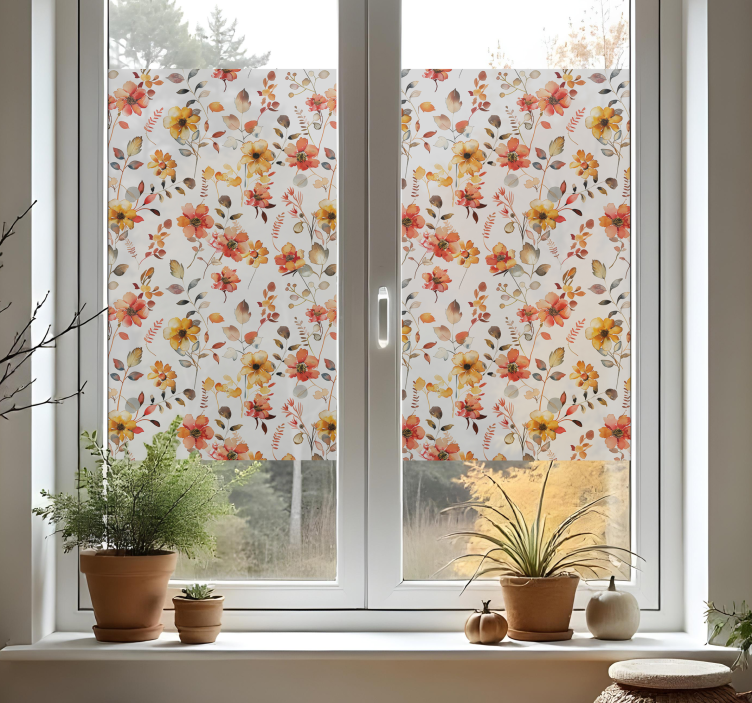 Sticker vitre motif de fleurs d'automne - TenStickers